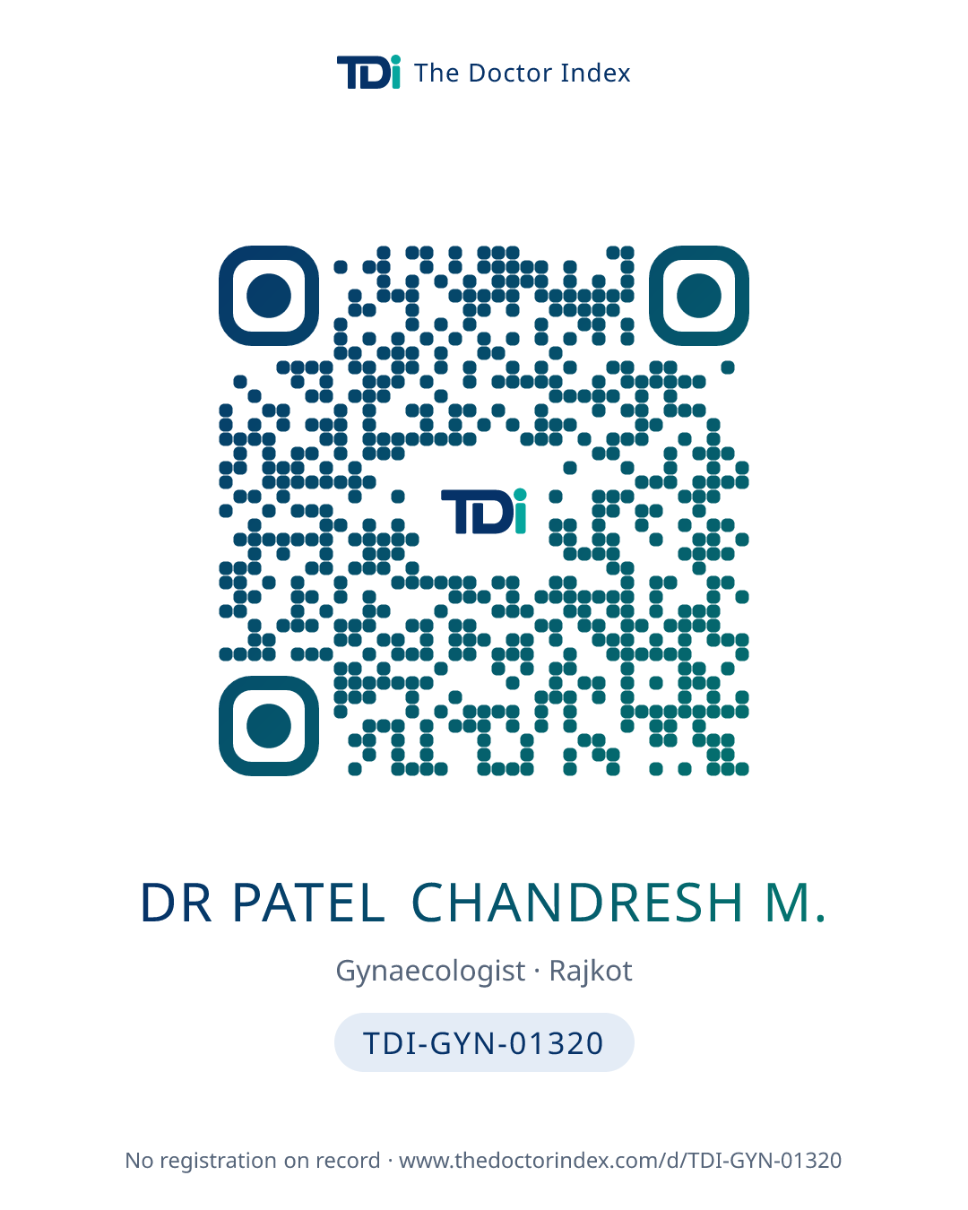 QR card for Dr Patel Chandresh M., TDI-GYN-01320