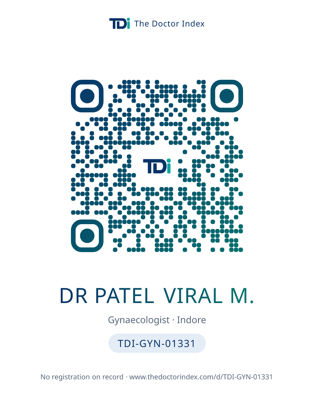 QR card for Dr Patel Viral M., TDI-GYN-01331