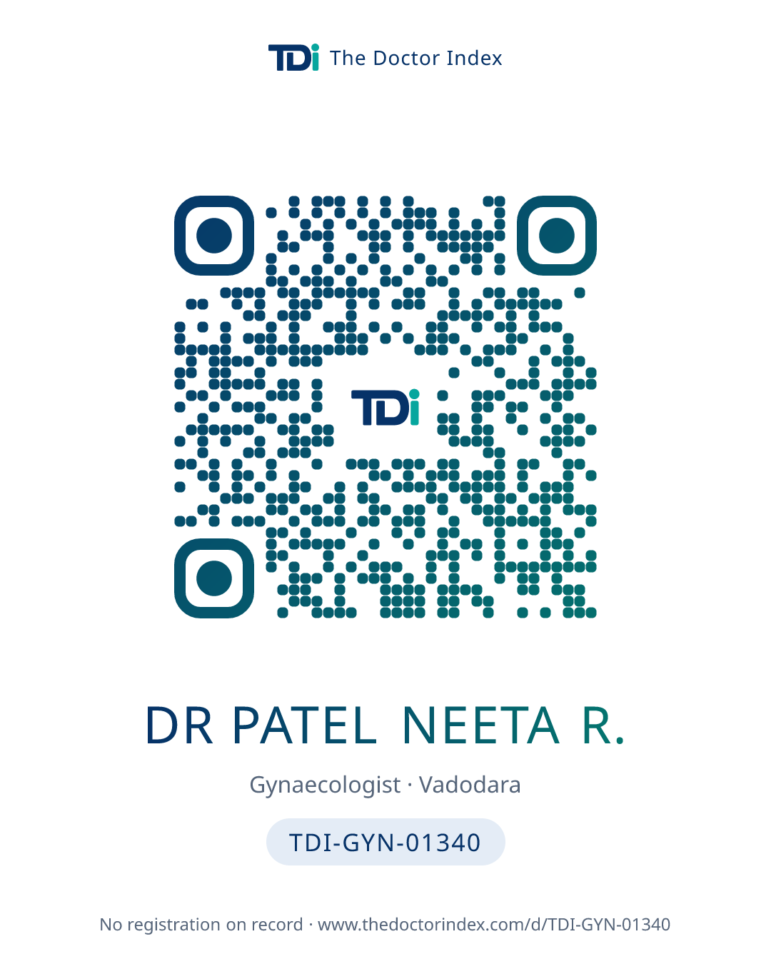 QR card for Dr Patel Neeta R., TDI-GYN-01340