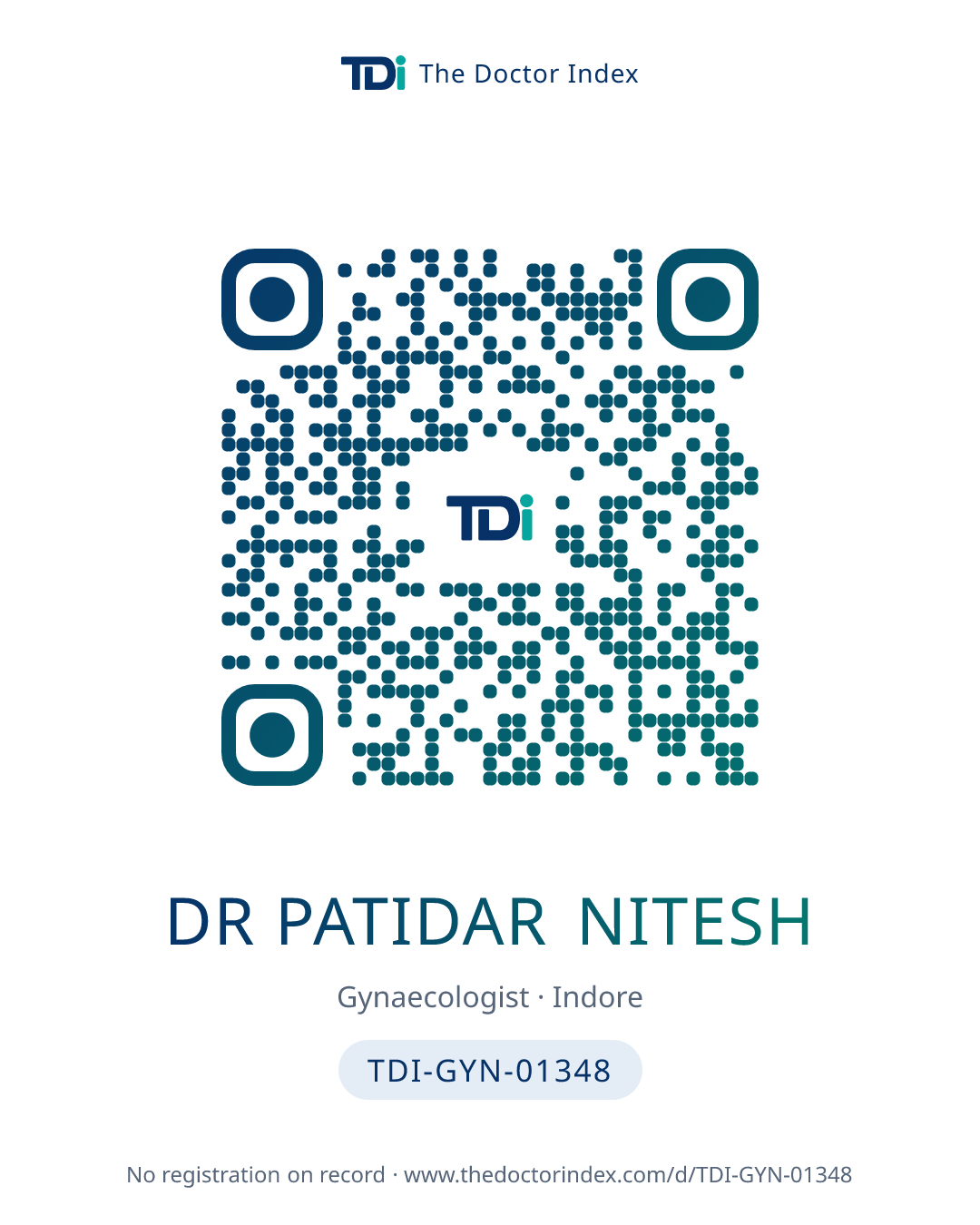 QR card for Dr Patidar Nitesh, TDI-GYN-01348