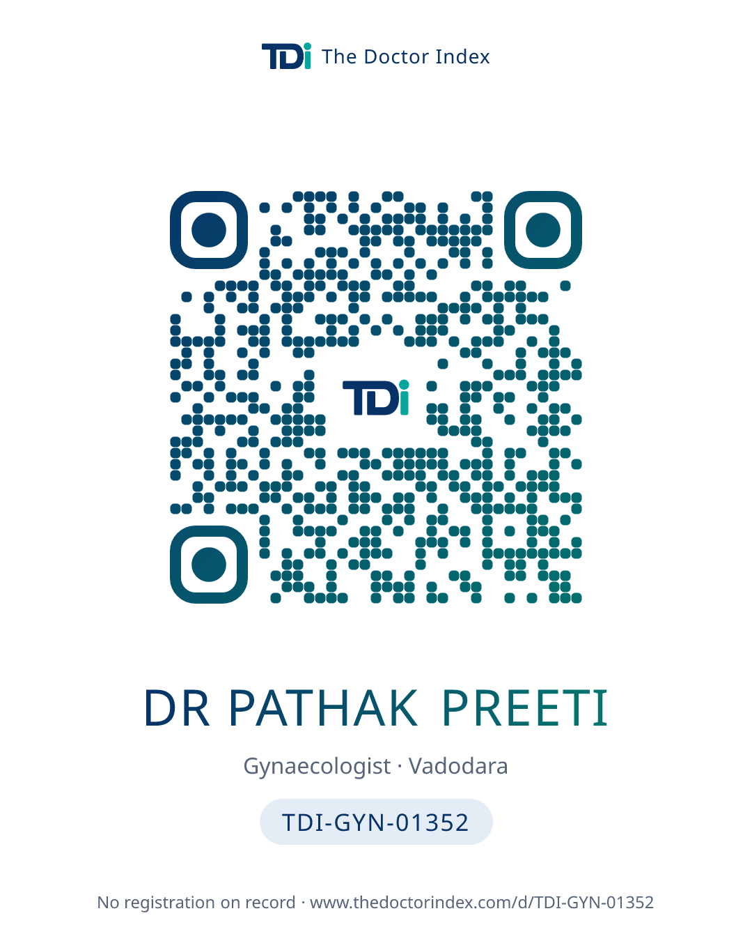 QR card for Dr Pathak Preeti, TDI-GYN-01352