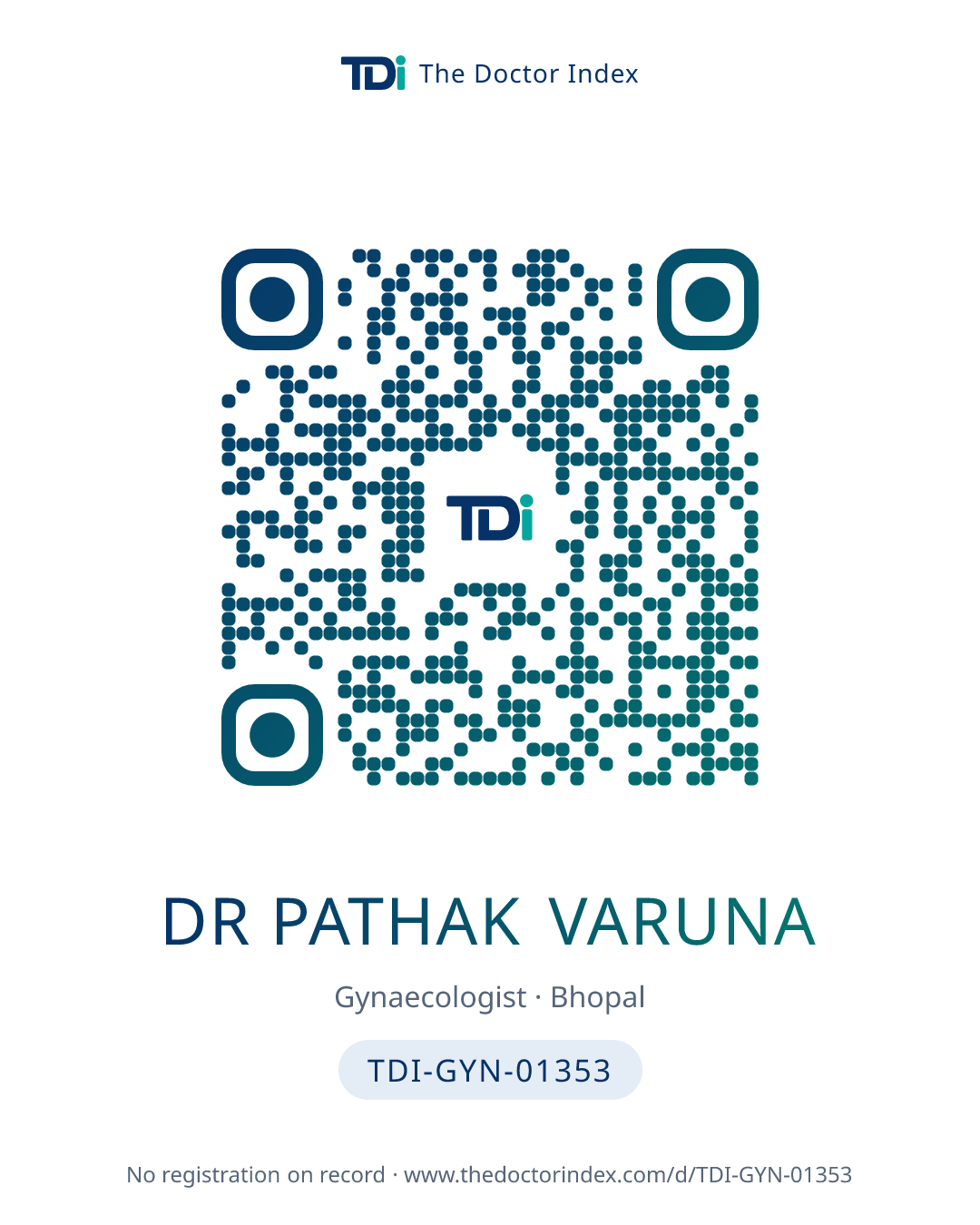 QR card for Dr Pathak Varuna, TDI-GYN-01353