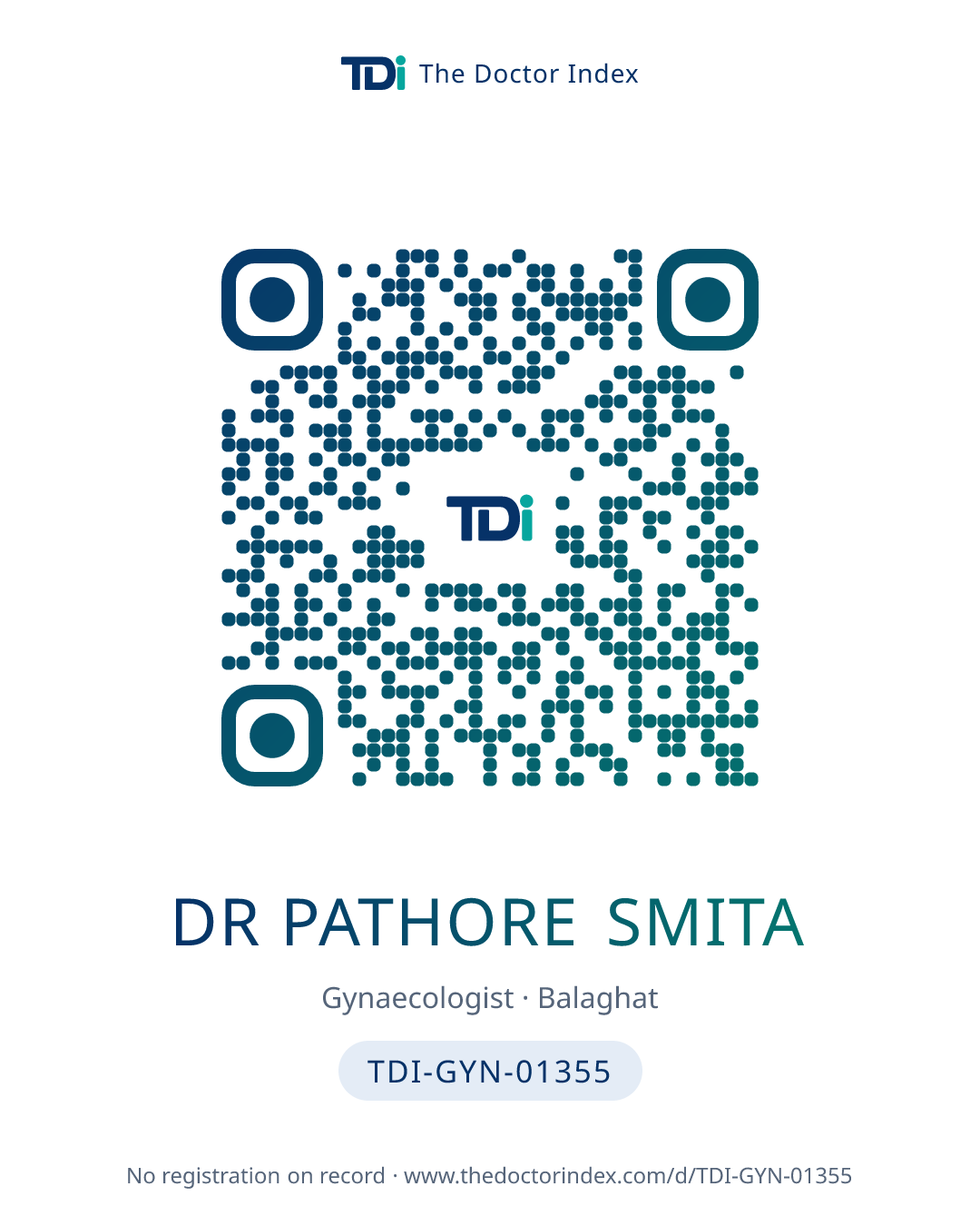 QR card for Dr Pathore Smita, TDI-GYN-01355