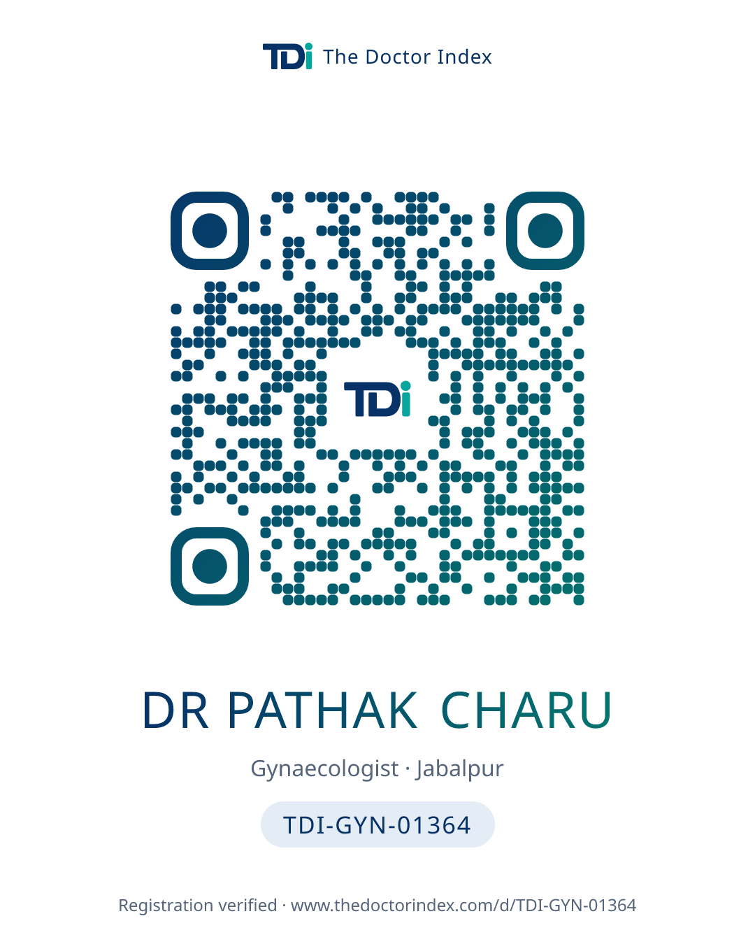 QR card for Dr Pathak Charu, TDI-GYN-01364