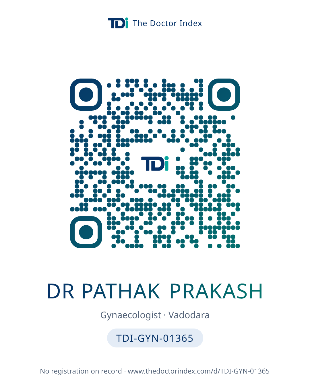 QR card for Dr Pathak Prakash, TDI-GYN-01365