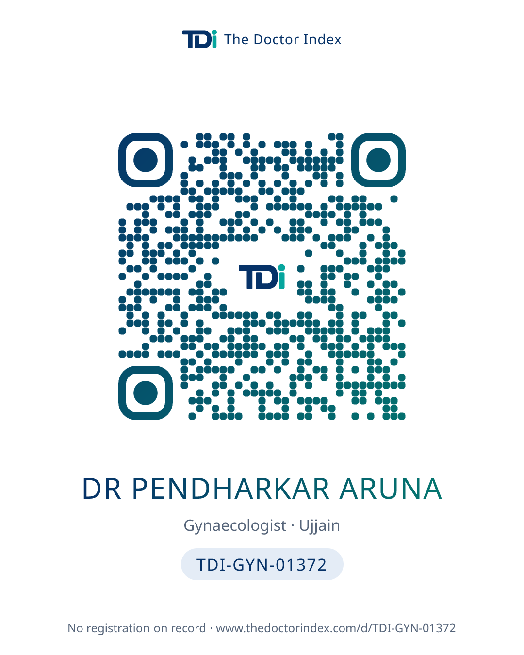 QR card for Dr Pendharkar Aruna, TDI-GYN-01372