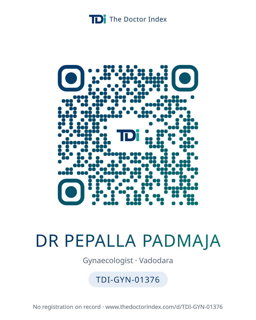 QR card for Dr Pepalla Padmaja, TDI-GYN-01376