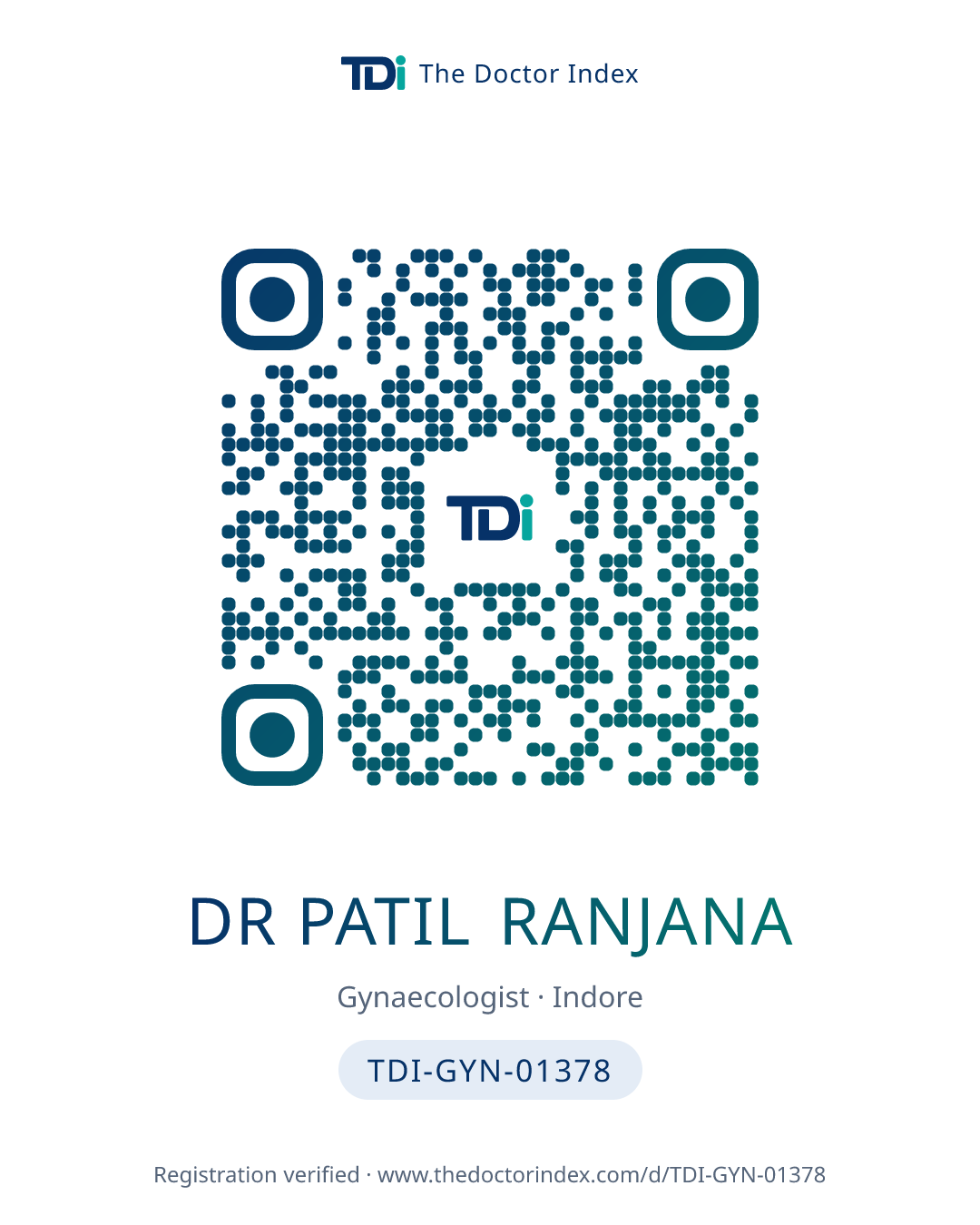 QR card for Dr Patil Ranjana, TDI-GYN-01378