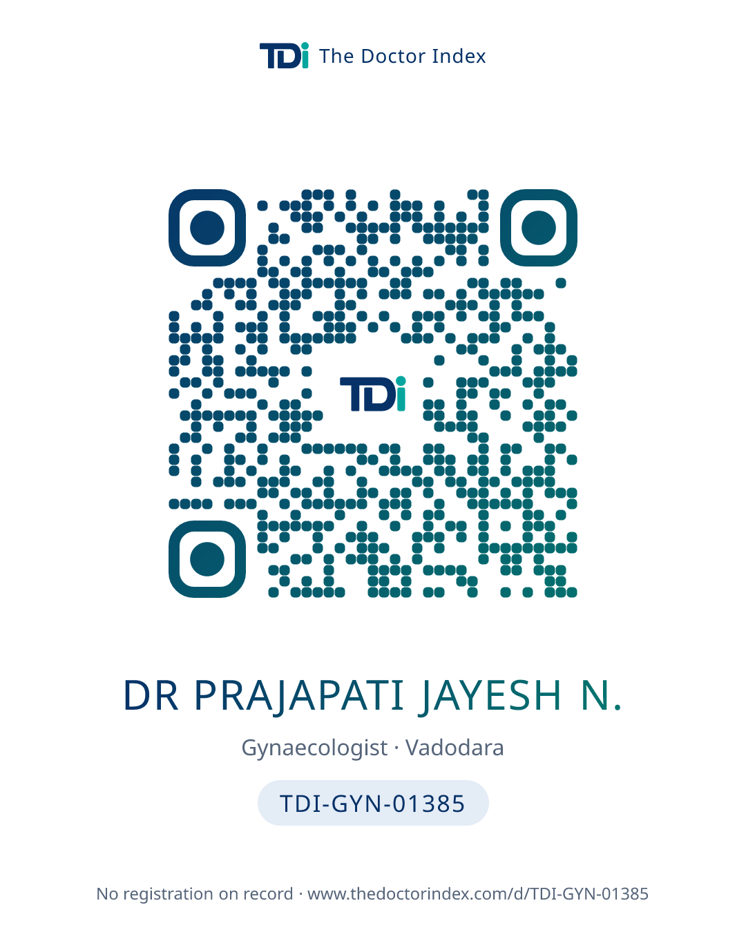 QR card for Dr Prajapati Jayesh N., TDI-GYN-01385