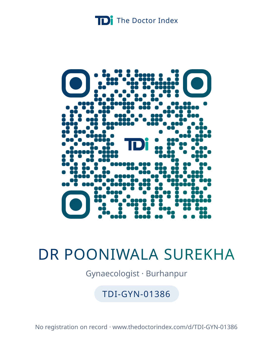 QR card for Dr Pooniwala Surekha, TDI-GYN-01386