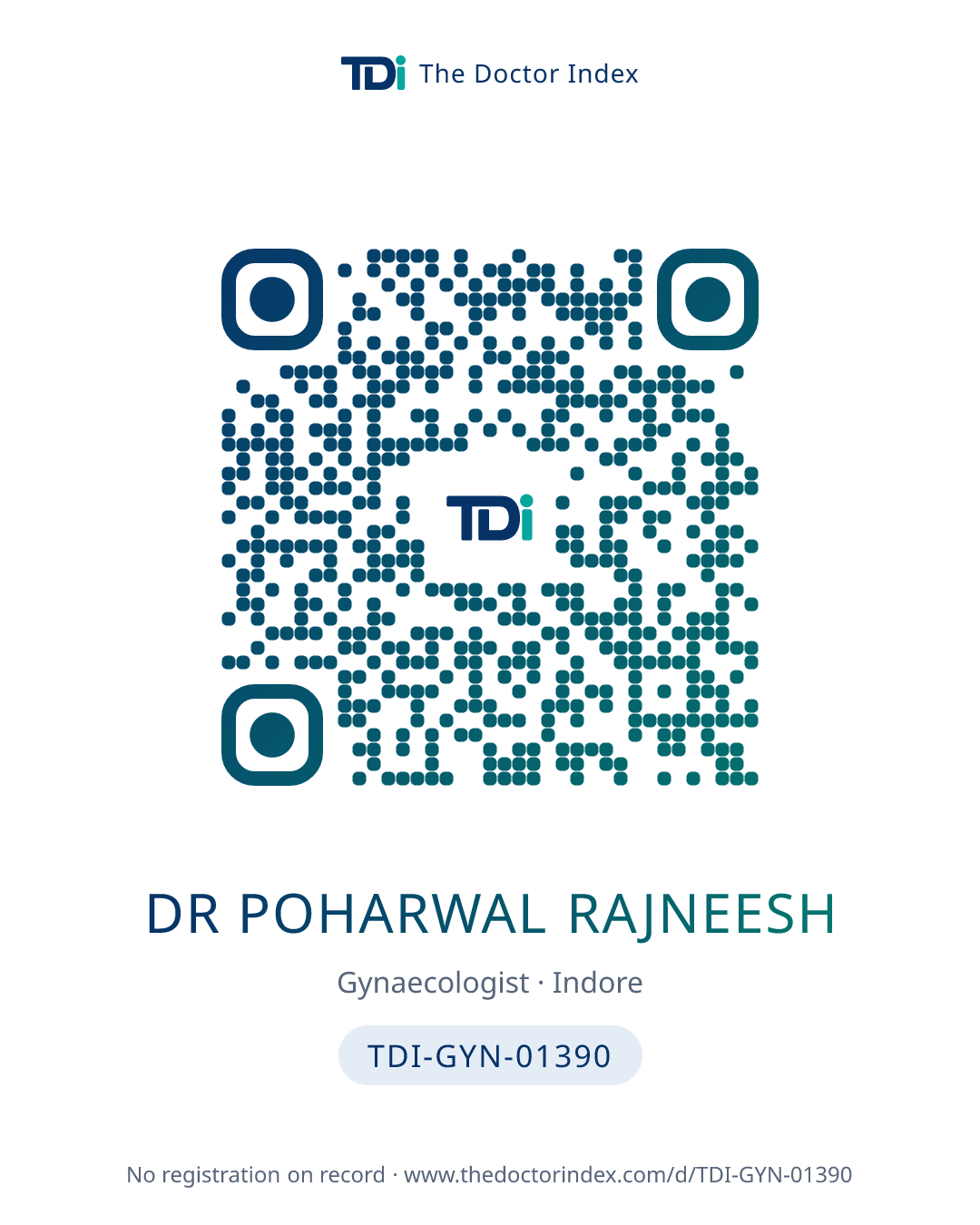 QR card for Dr Poharwal Rajneesh, TDI-GYN-01390