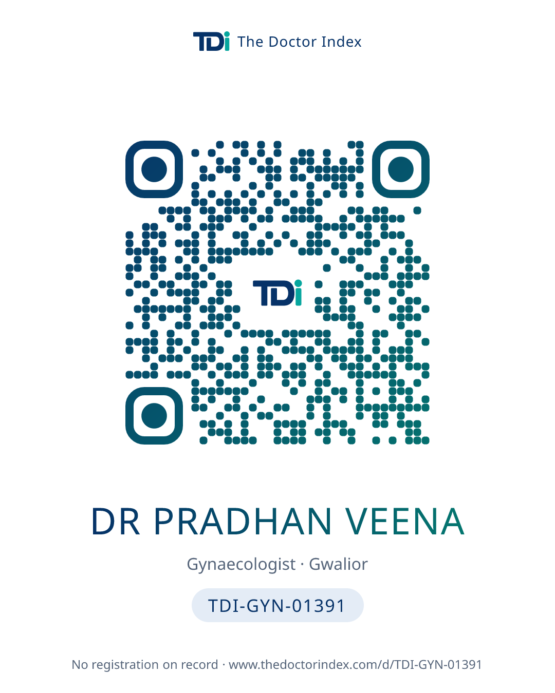 QR card for Dr Pradhan Veena, TDI-GYN-01391
