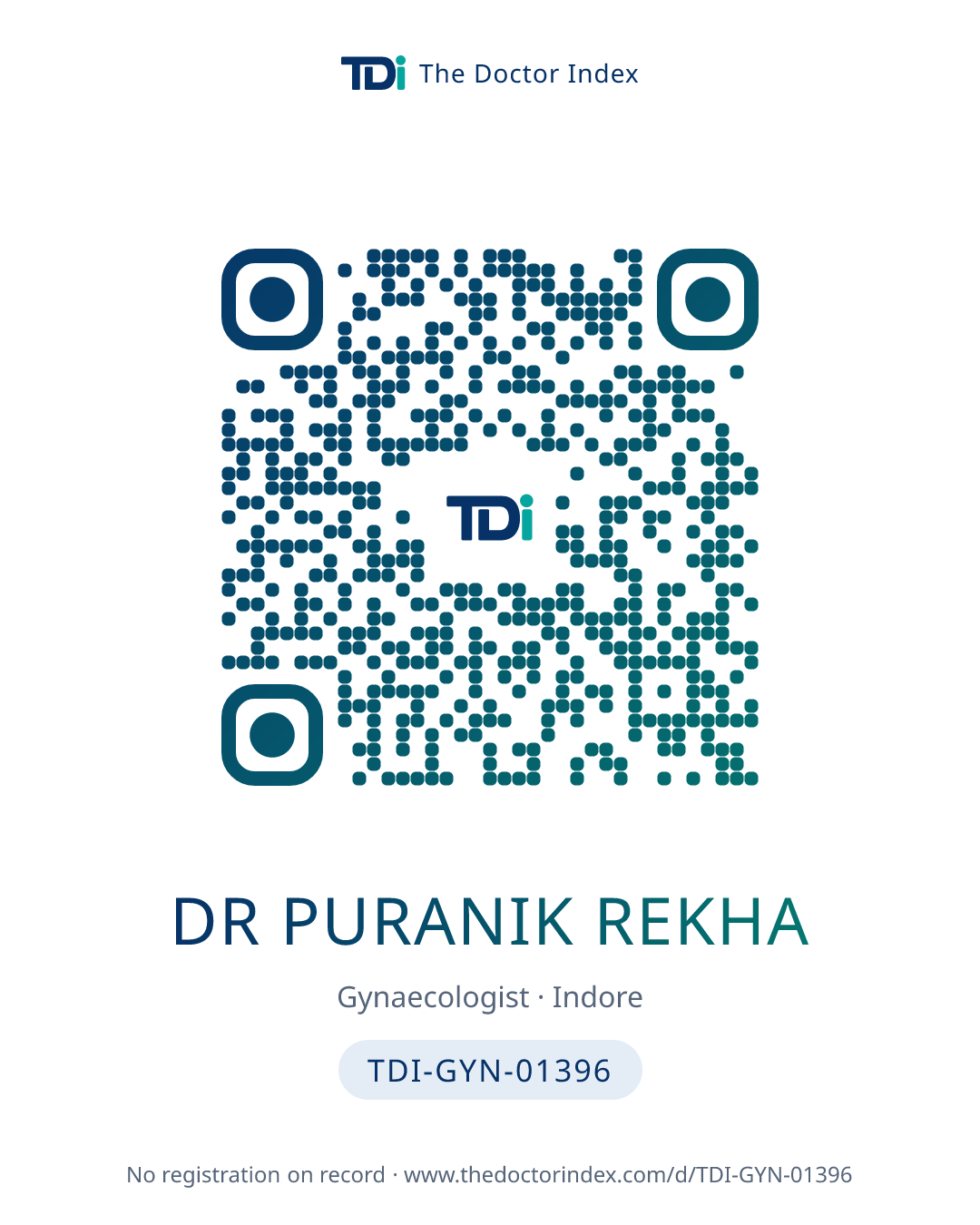 QR card for Dr Puranik Rekha, TDI-GYN-01396