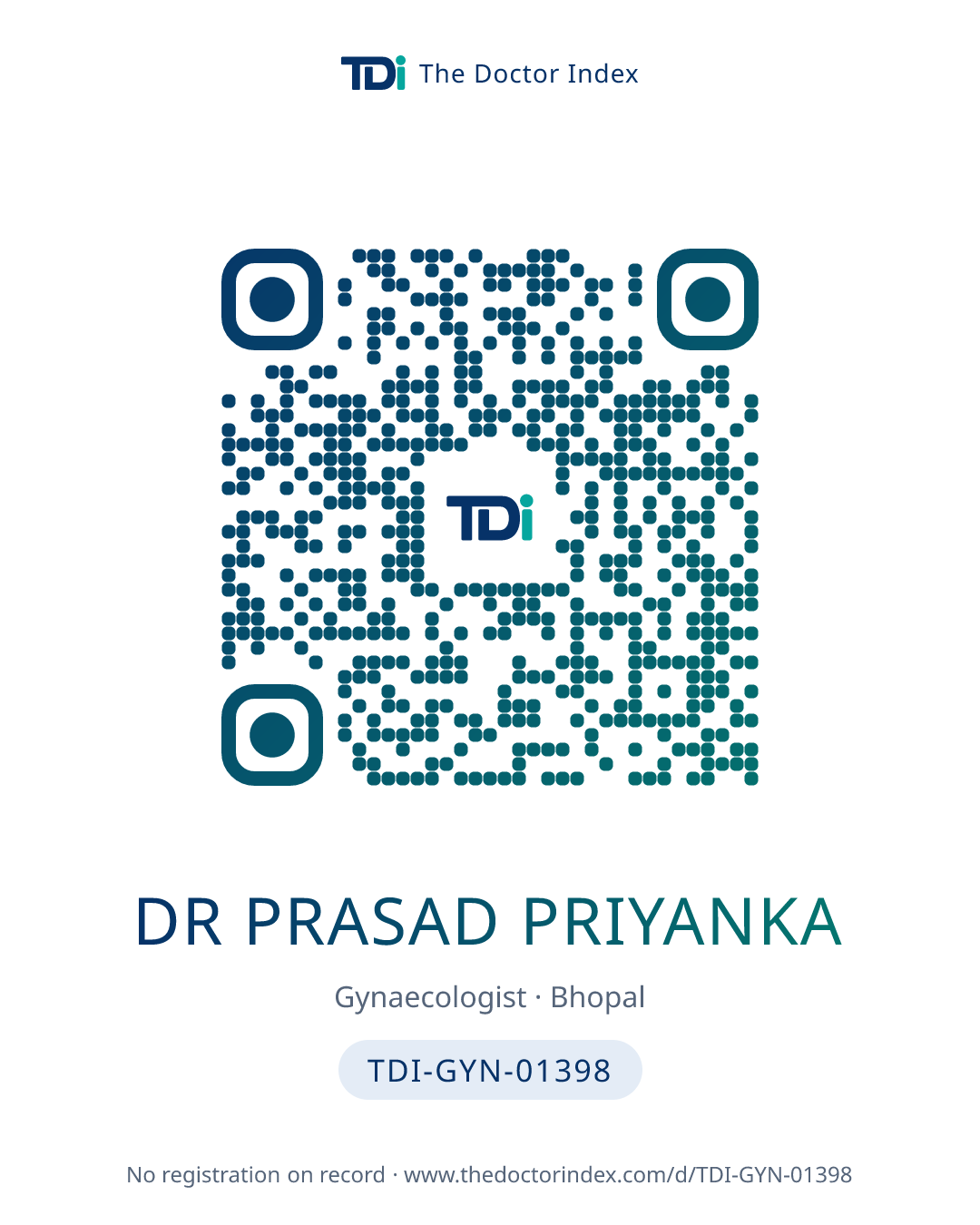 QR card for Dr Prasad Priyanka, TDI-GYN-01398