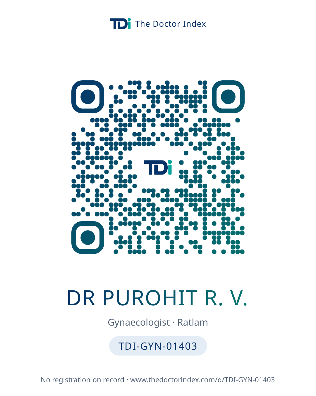 QR card for Dr Purohit R. V., TDI-GYN-01403