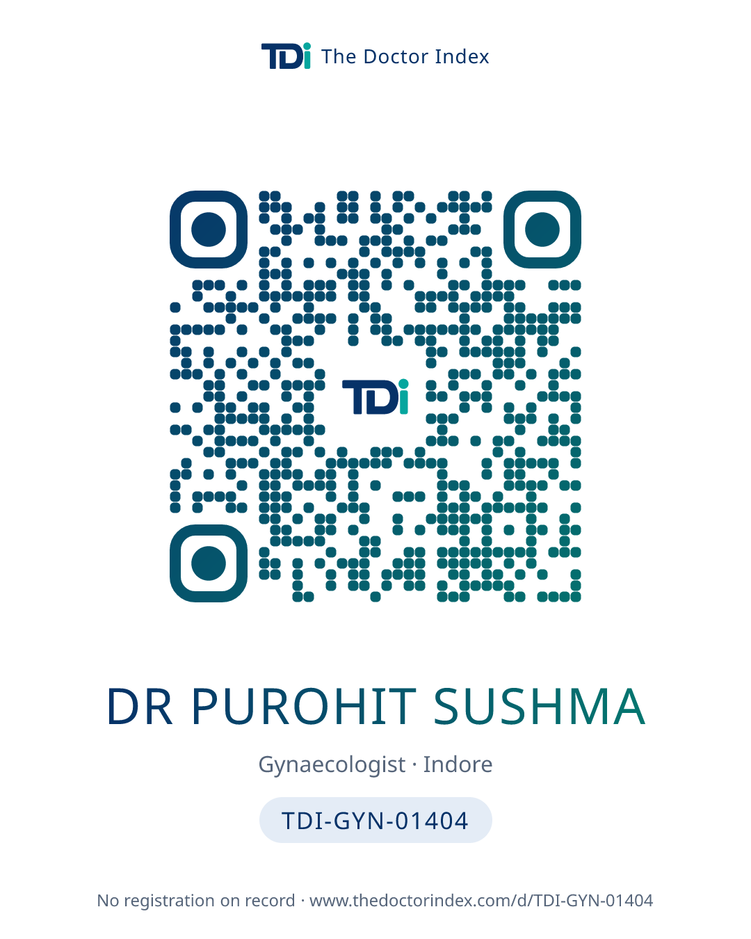 QR card for Dr Purohit Sushma, TDI-GYN-01404