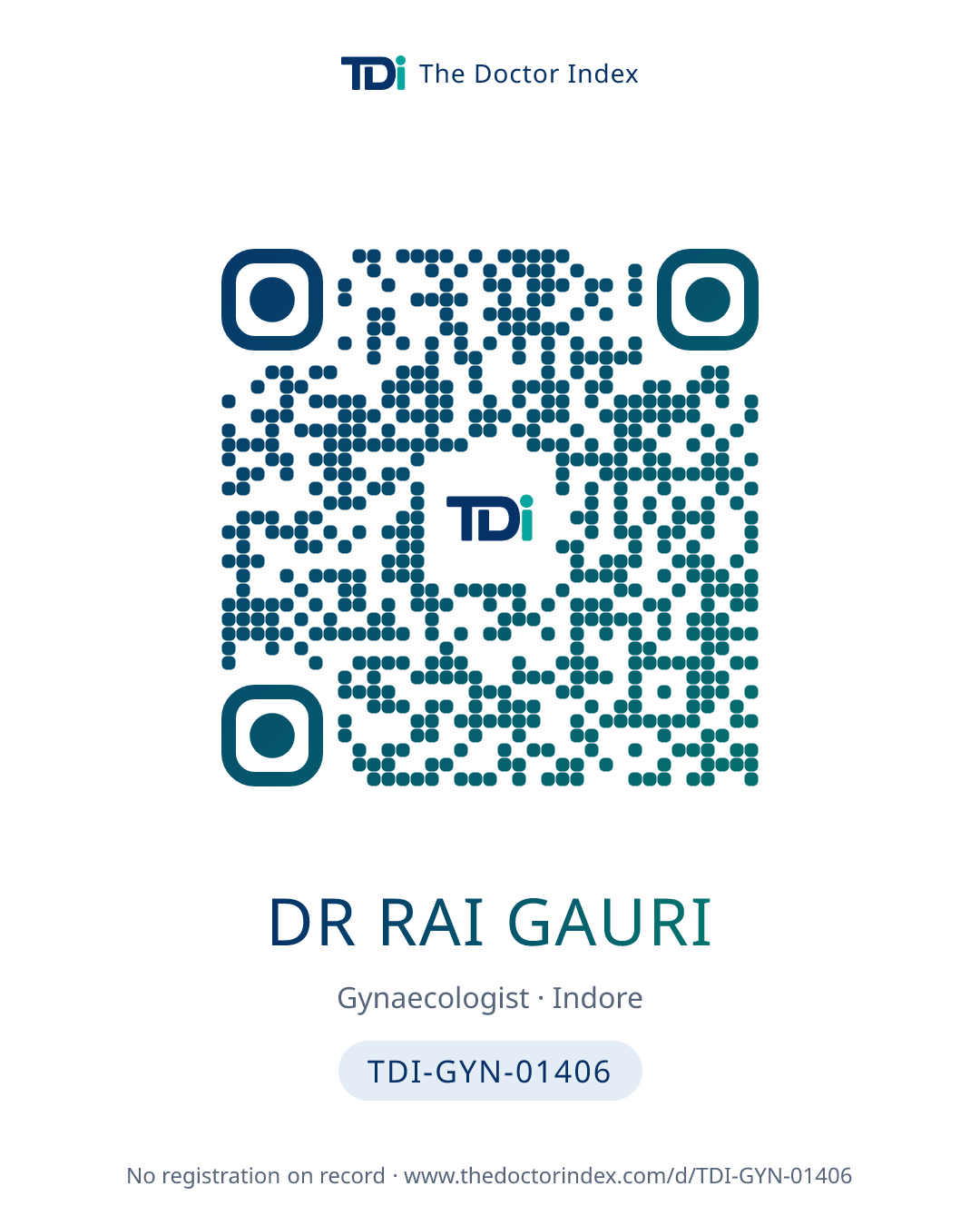 QR card for Dr Rai Gauri, TDI-GYN-01406