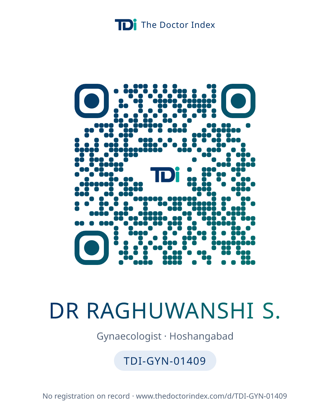 QR card for Dr Raghuwanshi S., TDI-GYN-01409
