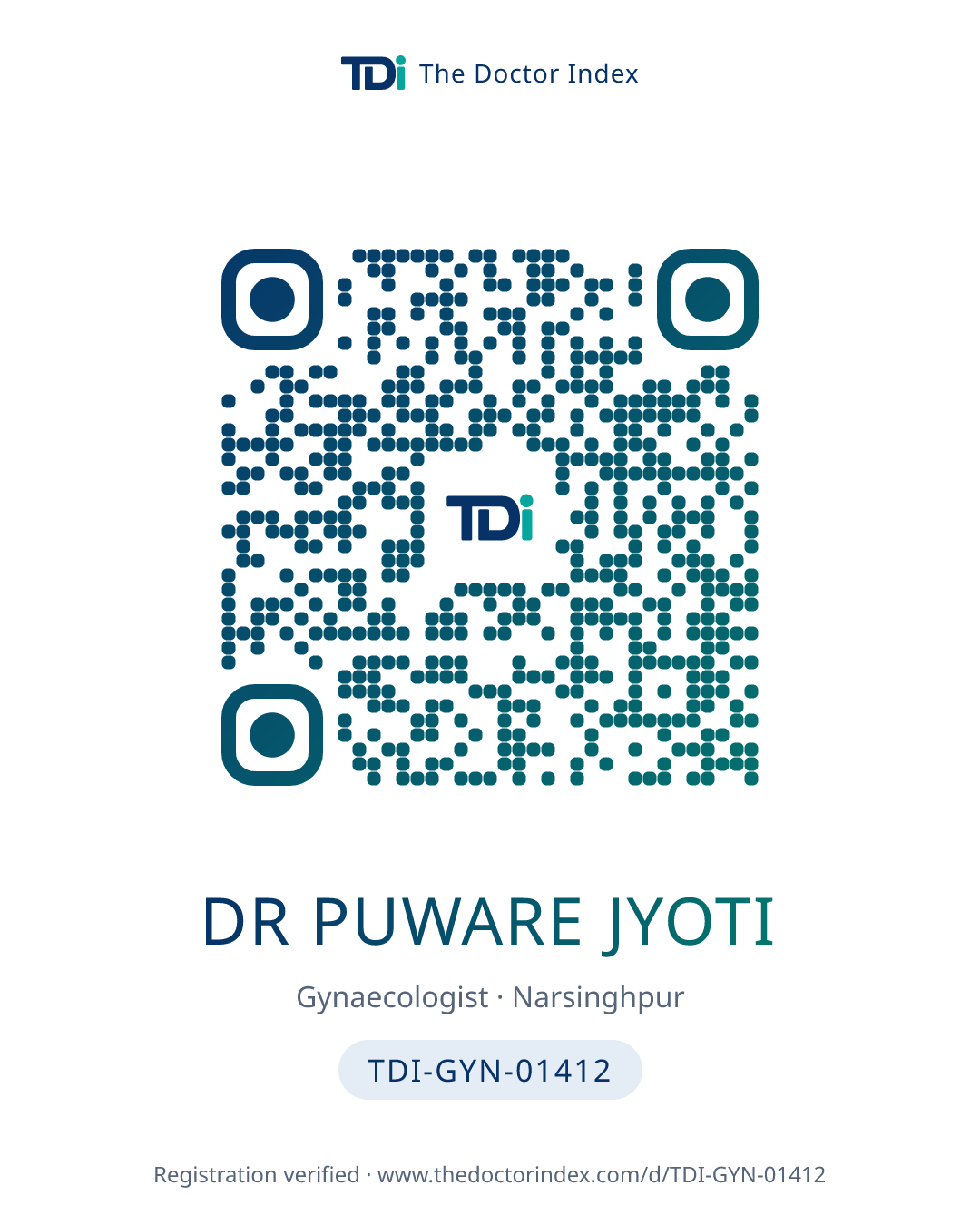QR card for Dr Puware Jyoti, TDI-GYN-01412