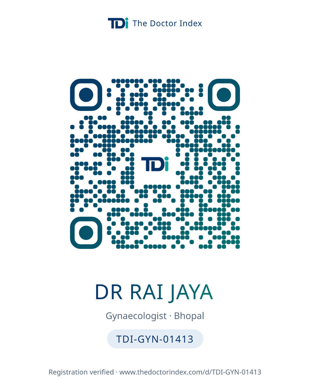 QR card for Dr Rai Jaya, TDI-GYN-01413