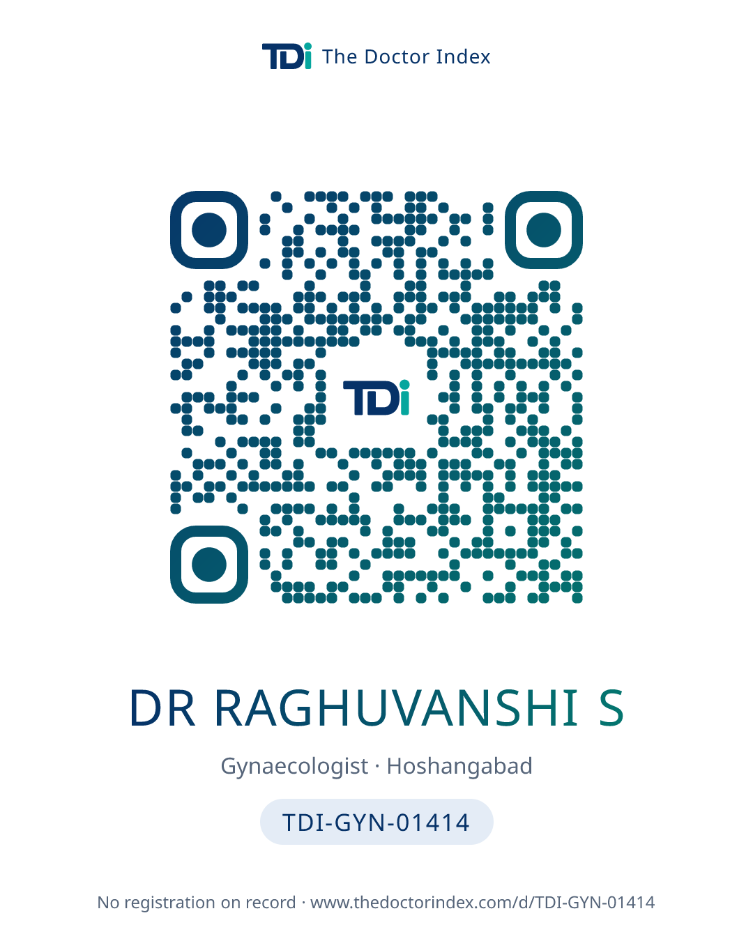 QR card for Dr Raghuvanshi S, TDI-GYN-01414