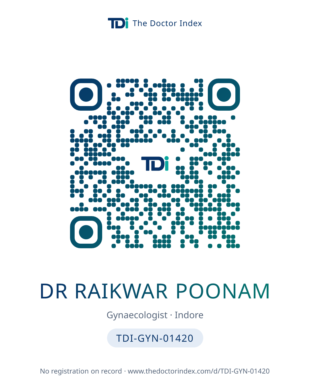 QR card for Dr Raikwar Poonam, TDI-GYN-01420