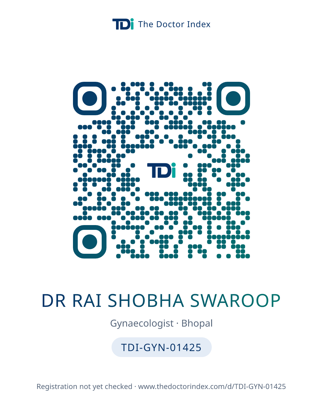 QR card for Dr Rai Shobha Swaroop, TDI-GYN-01425