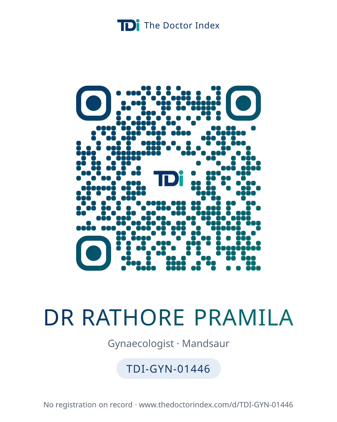 QR card for Dr Rathore Pramila, TDI-GYN-01446