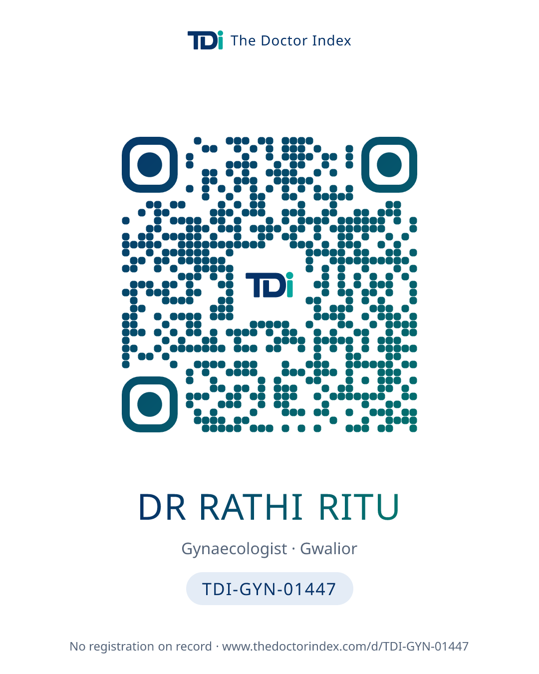 QR card for Dr Rathi Ritu, TDI-GYN-01447
