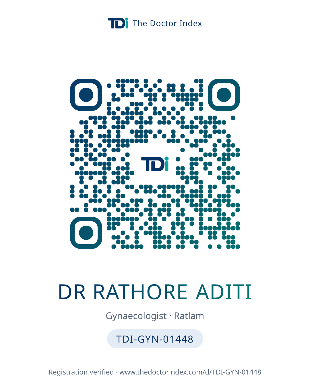 QR card for Dr Rathore Aditi, TDI-GYN-01448