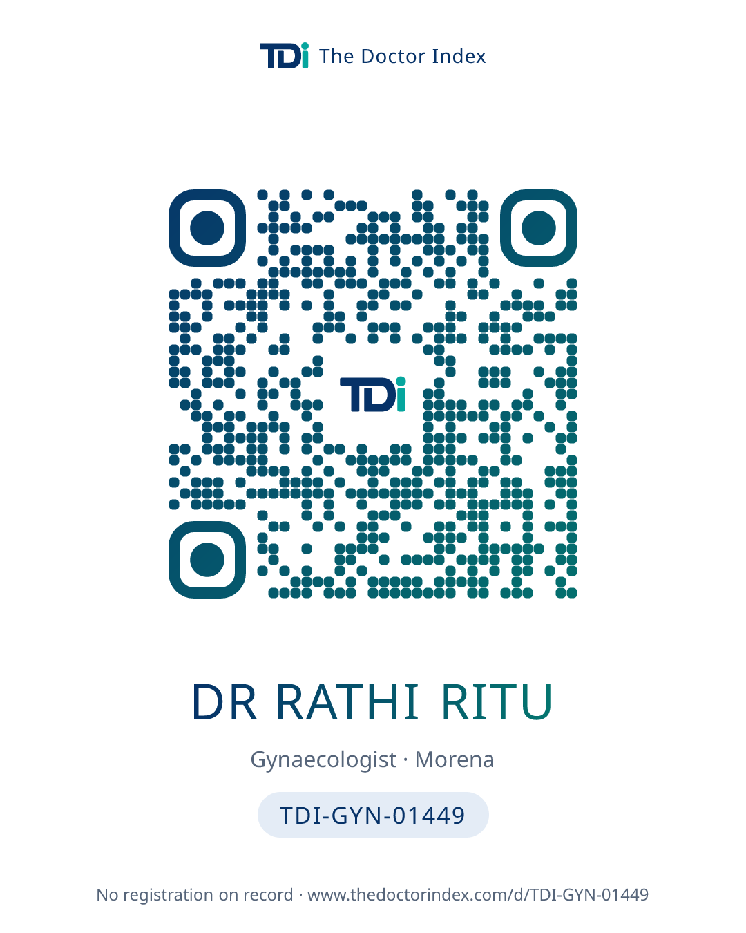 QR card for Dr Rathi Ritu, TDI-GYN-01449