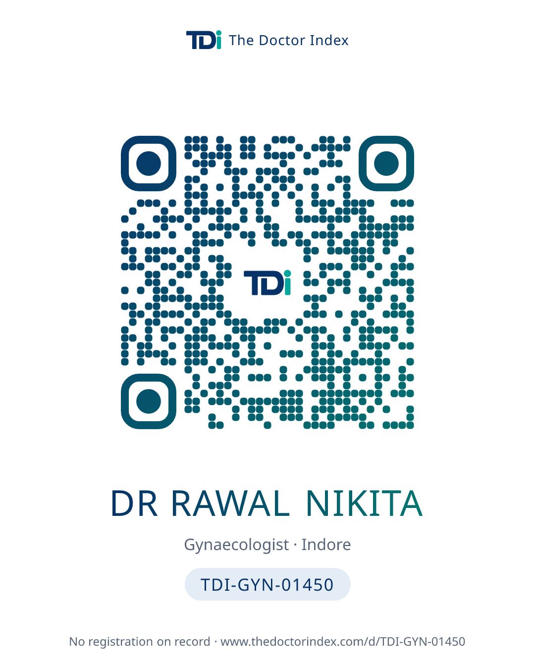 QR card for Dr Rawal Nikita, TDI-GYN-01450