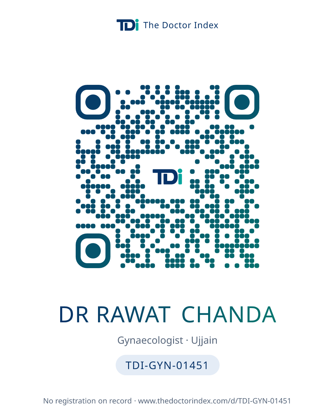 QR card for Dr Rawat Chanda, TDI-GYN-01451
