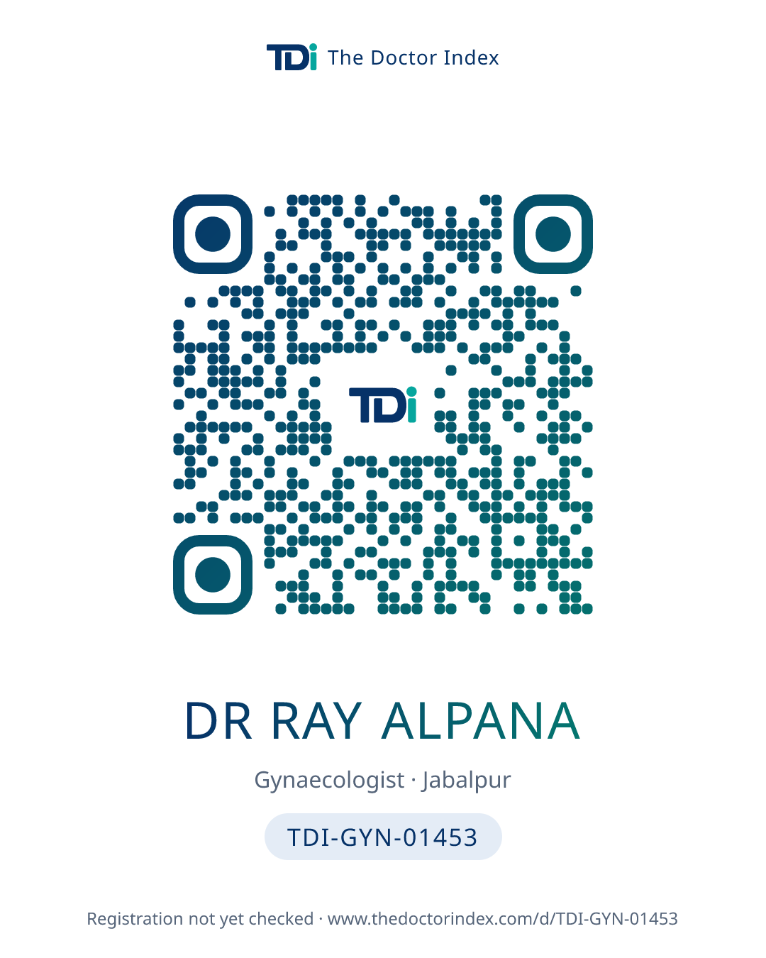 QR card for Dr Ray Alpana, TDI-GYN-01453