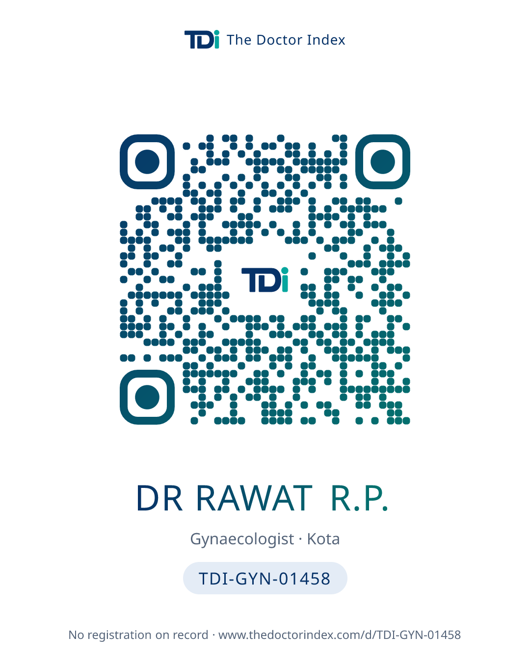 QR card for Dr Rawat R.P., TDI-GYN-01458