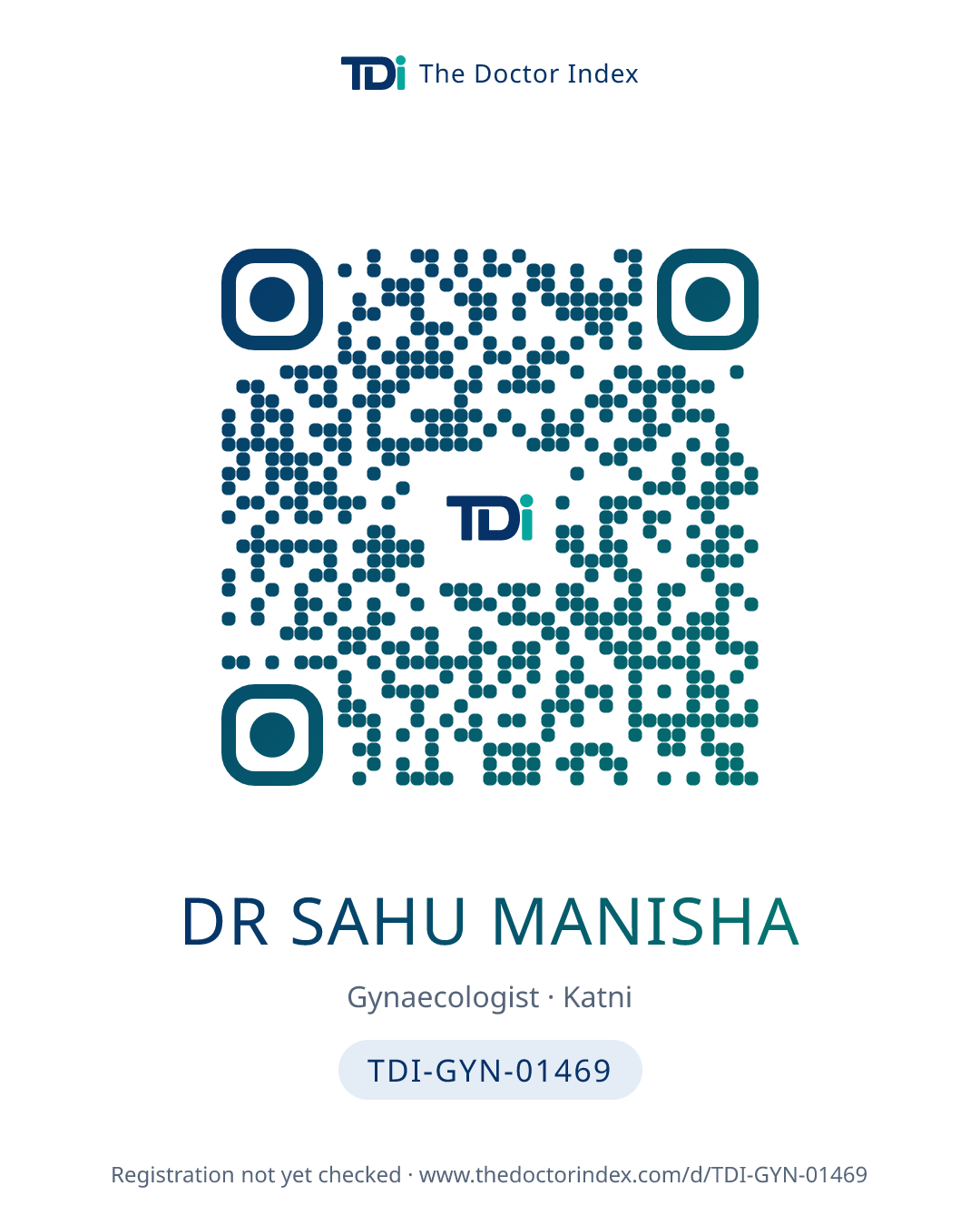 QR card for Dr Sahu Manisha, TDI-GYN-01469