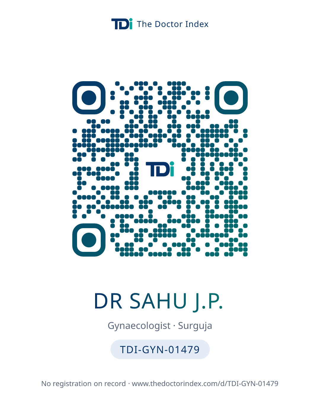 QR card for Dr Sahu J.P., TDI-GYN-01479