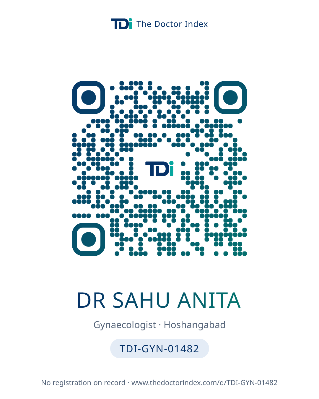 QR card for Dr Sahu Anita, TDI-GYN-01482