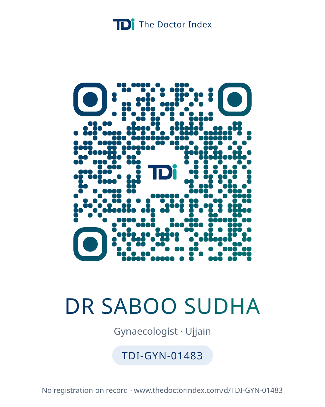 QR card for Dr Saboo Sudha, TDI-GYN-01483