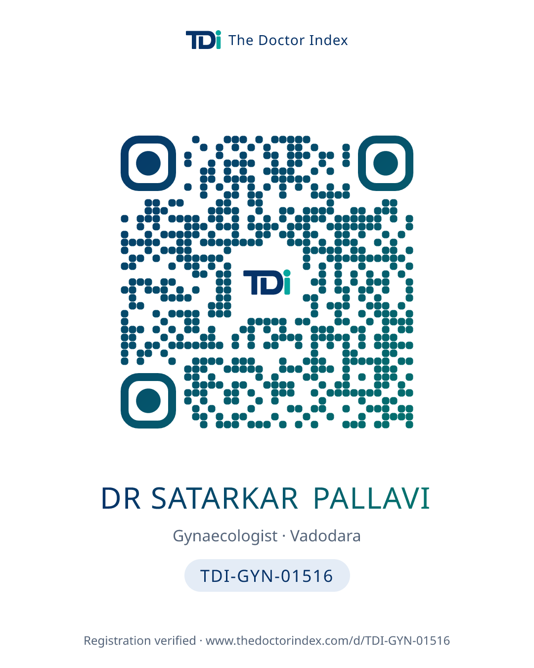 QR card for Dr Satarkar Pallavi, TDI-GYN-01516