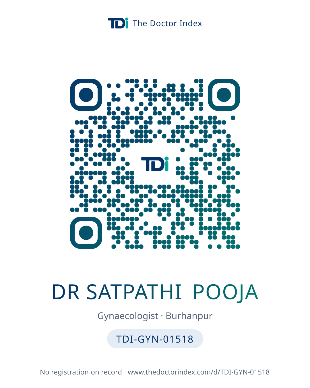 QR card for Dr Satpathi Pooja, TDI-GYN-01518