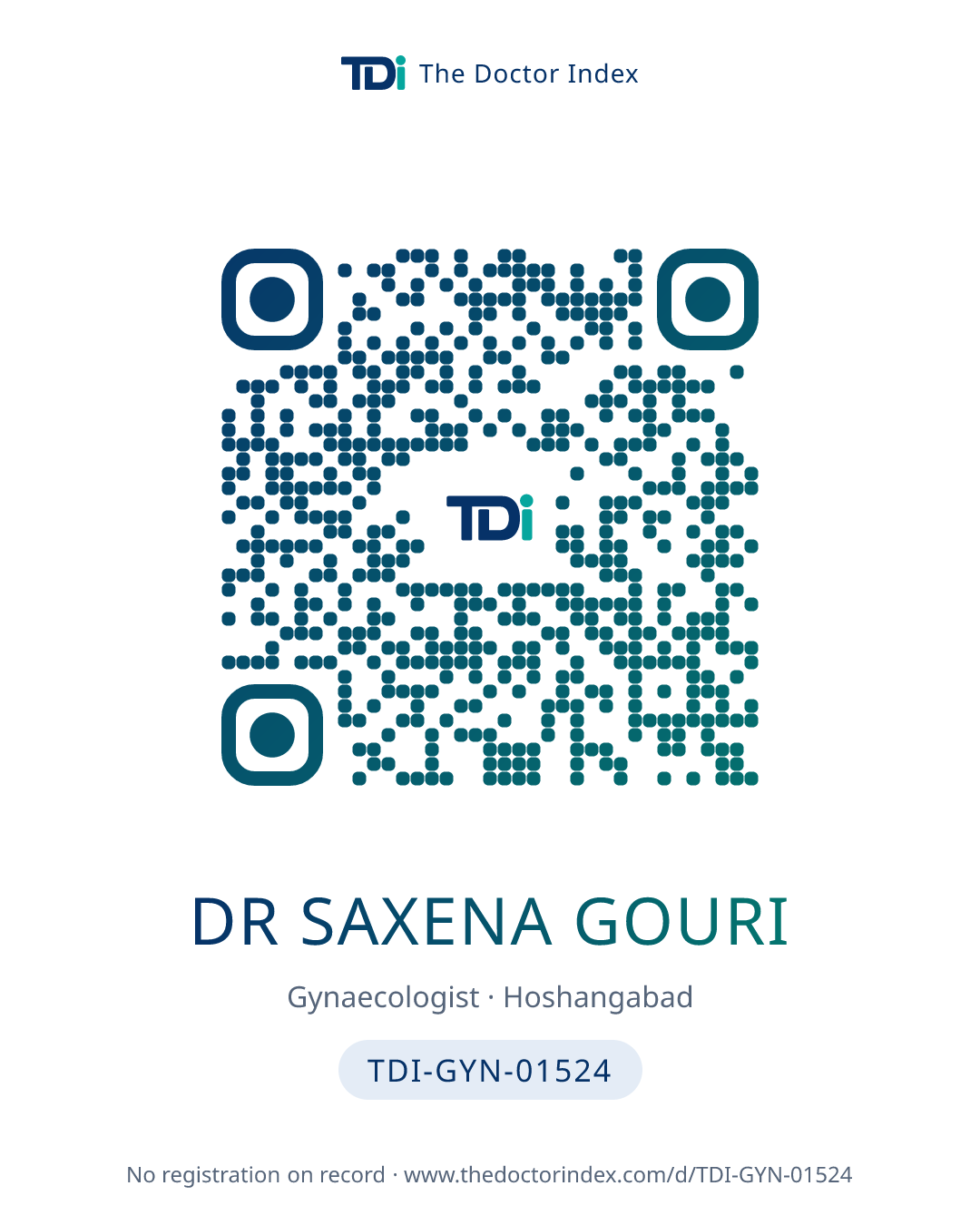 QR card for Dr Saxena Gouri, TDI-GYN-01524