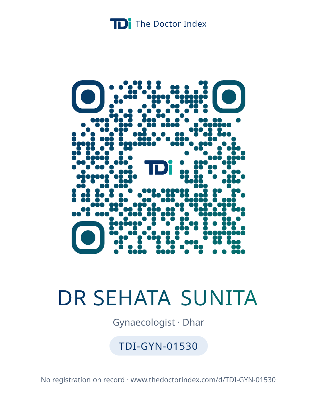 QR card for Dr Sehata Sunita, TDI-GYN-01530