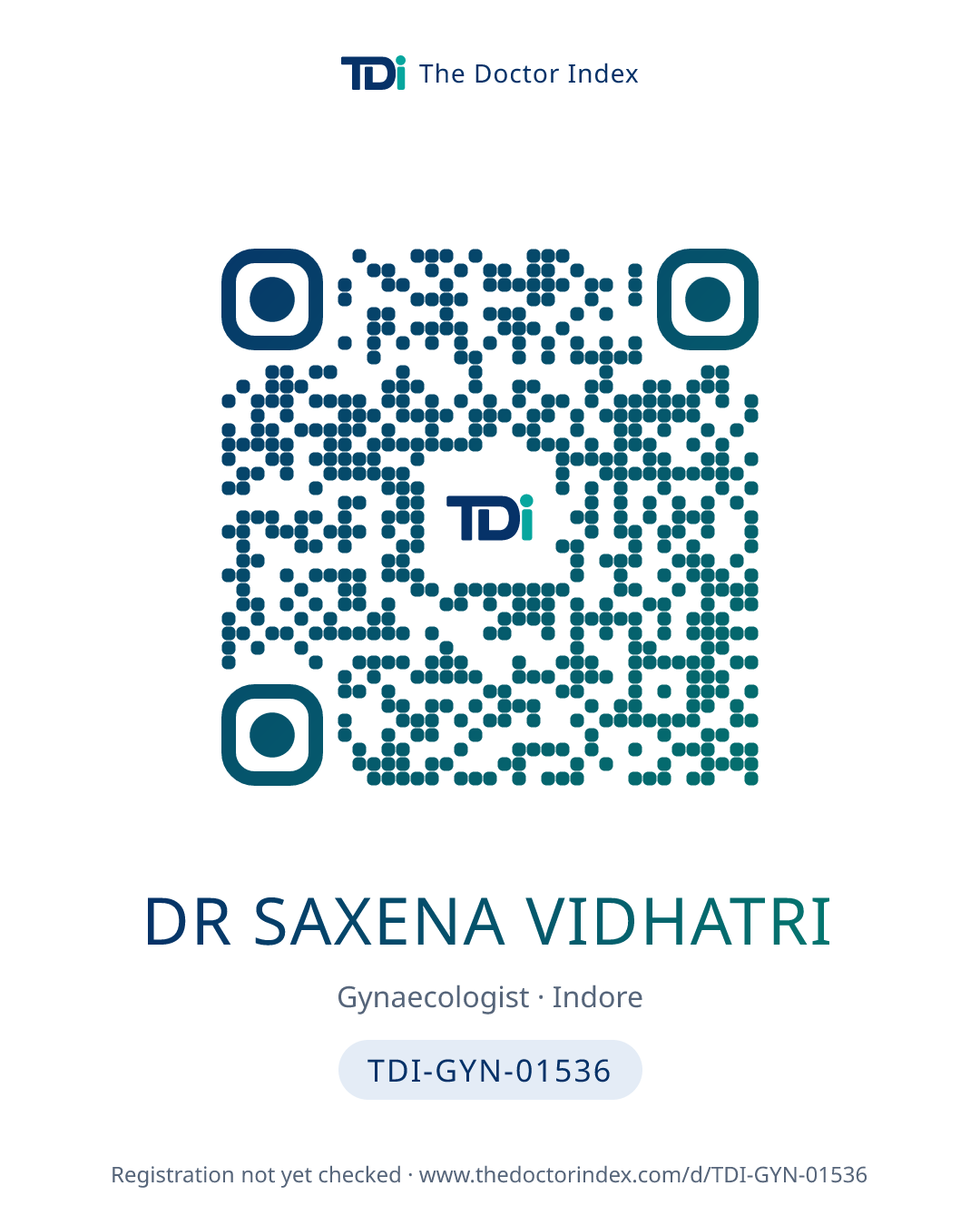 QR card for Dr Saxena Vidhatri, TDI-GYN-01536