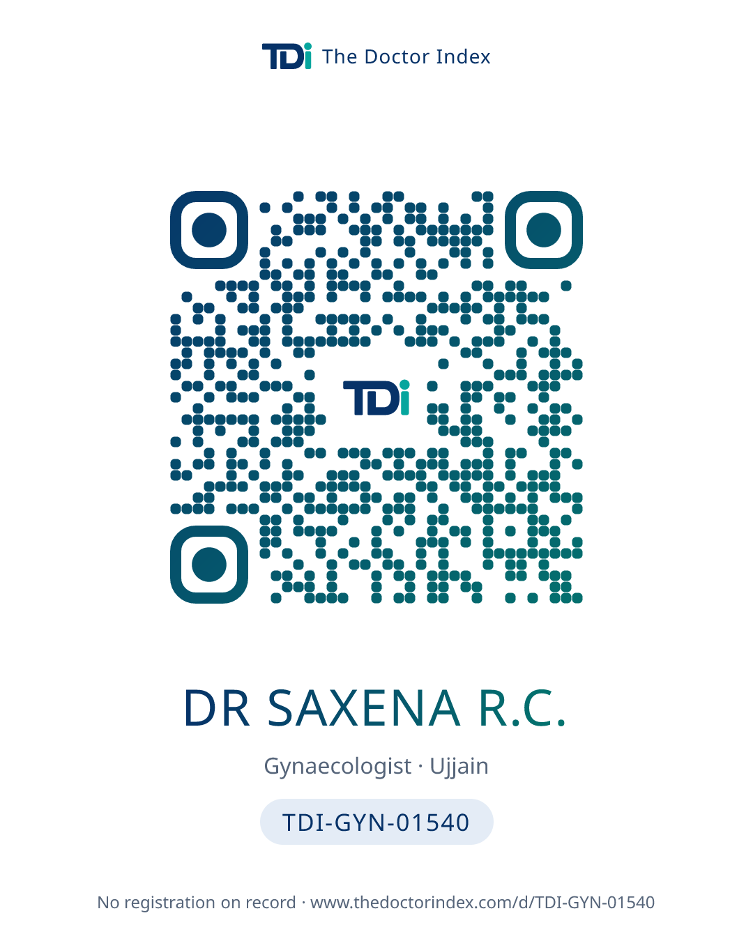 QR card for Dr Saxena R.C., TDI-GYN-01540
