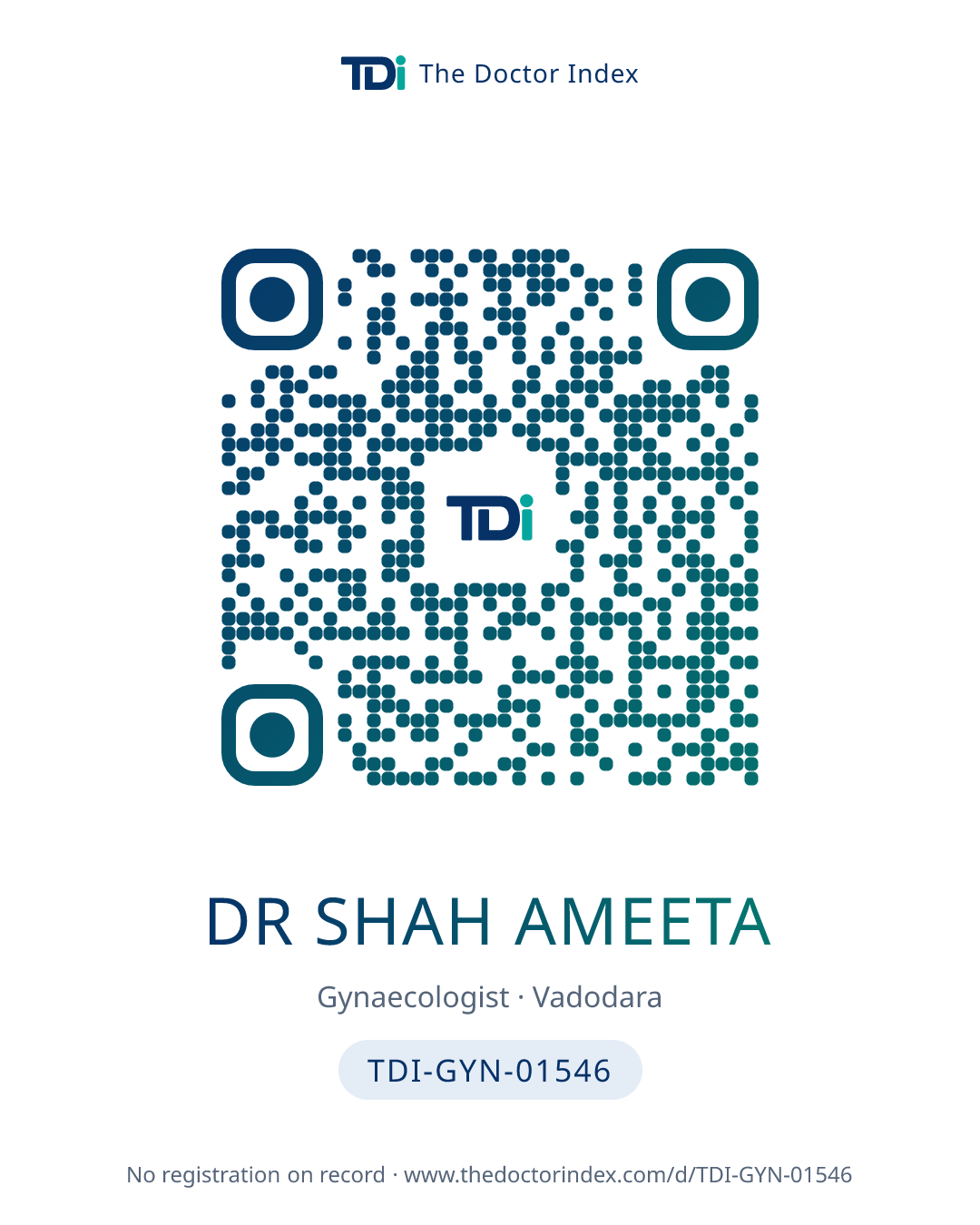 QR card for Dr Shah Ameeta, TDI-GYN-01546