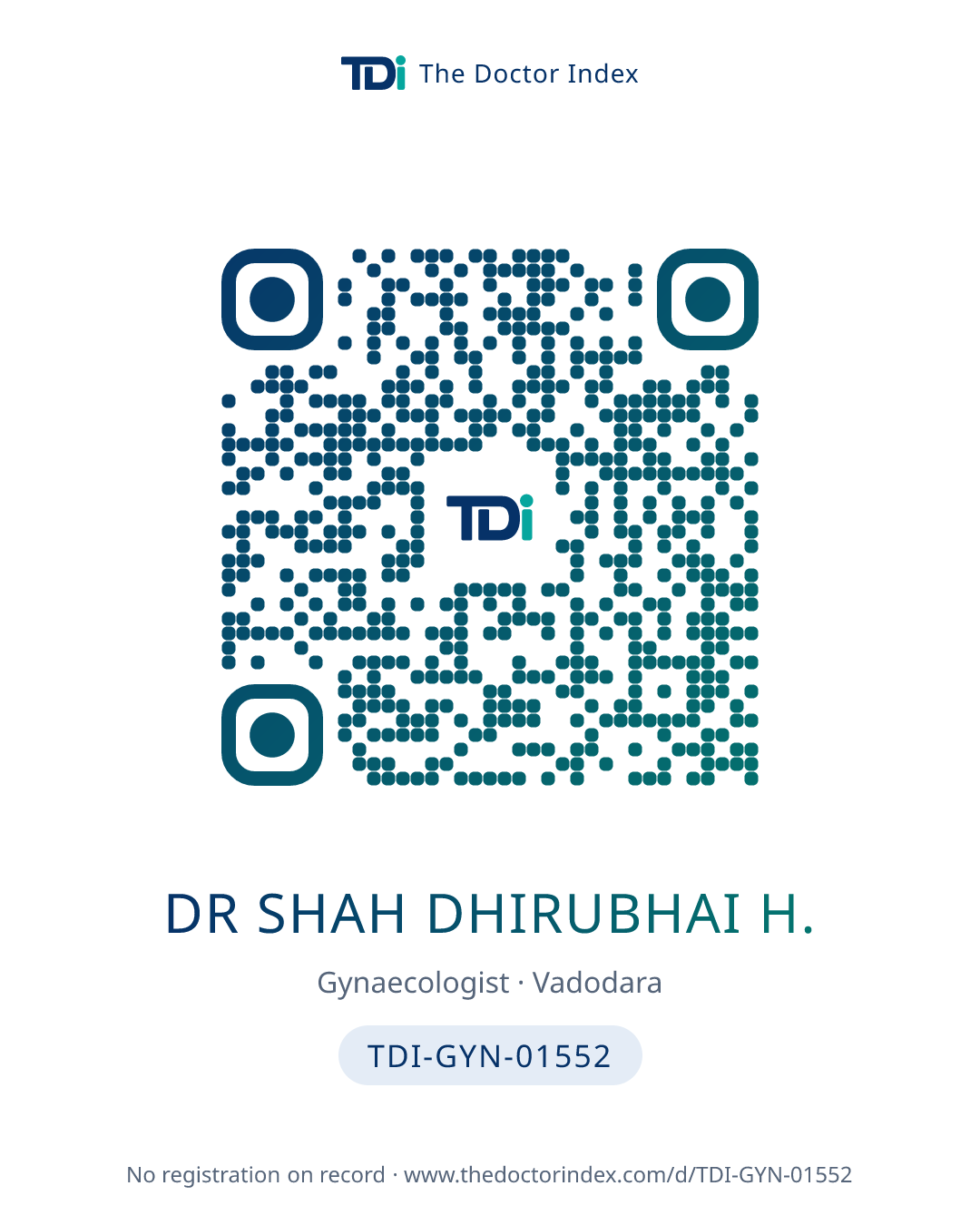 QR card for Dr Shah Dhirubhai H., TDI-GYN-01552