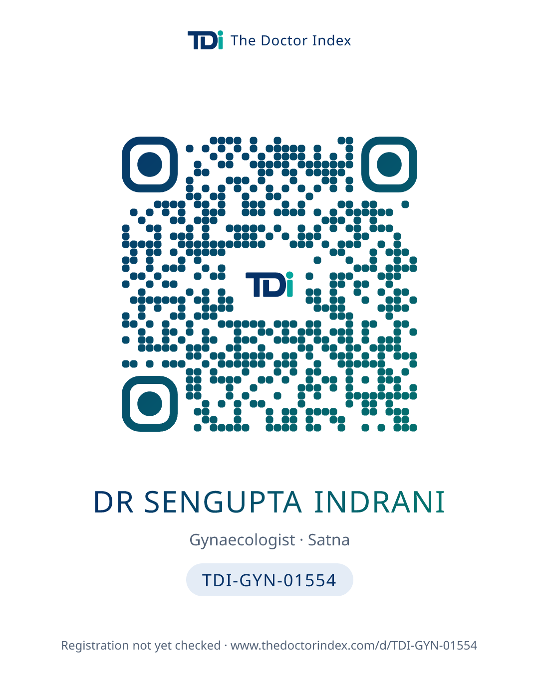 QR card for Dr Sengupta Indrani, TDI-GYN-01554