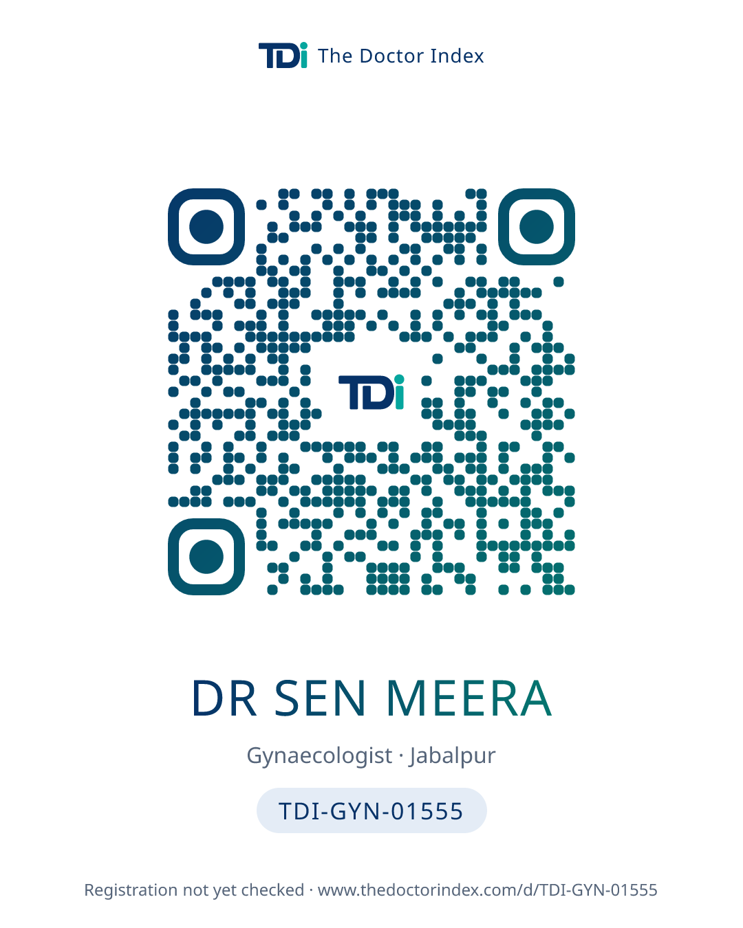 QR card for Dr Sen Meera, TDI-GYN-01555