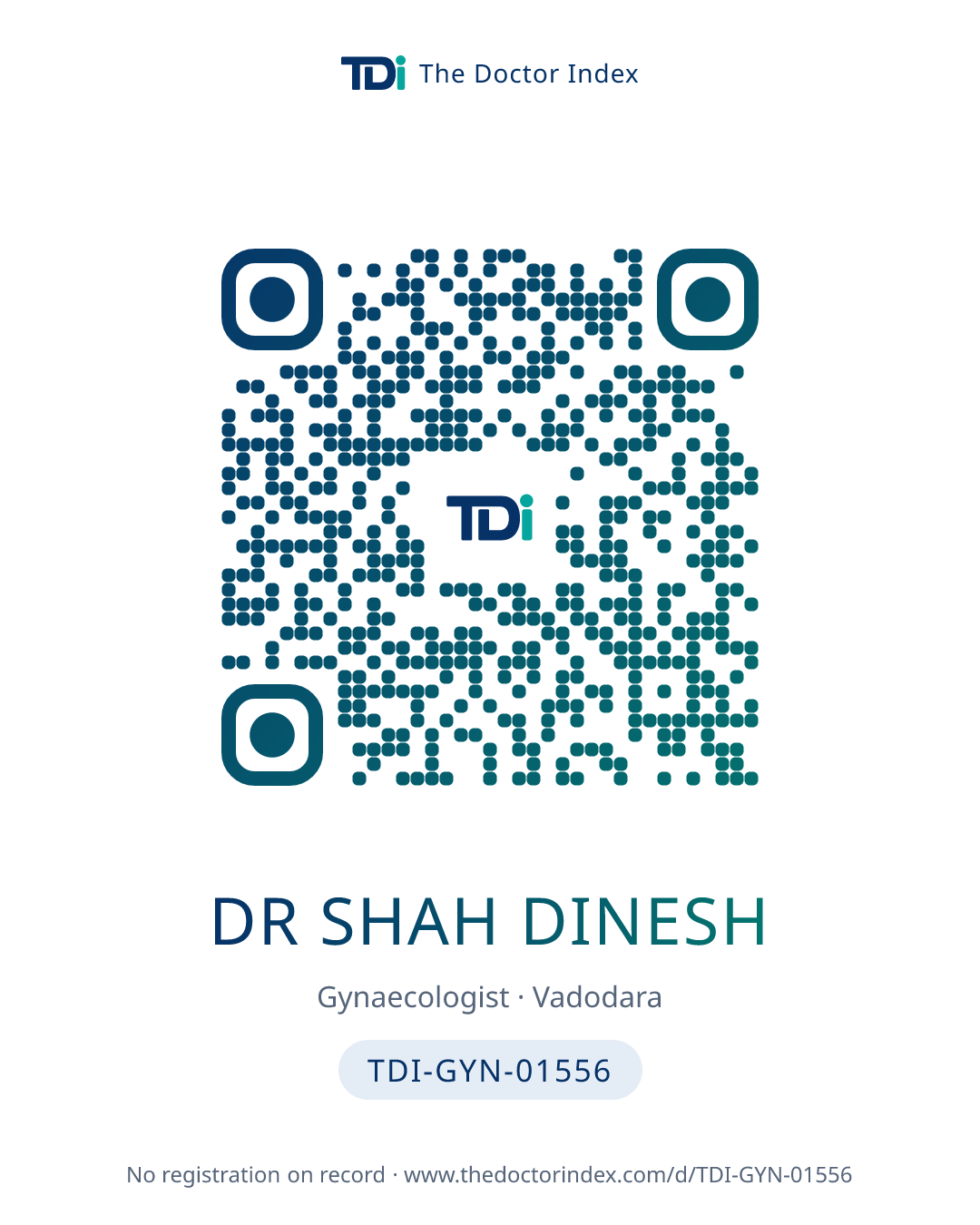 QR card for Dr Shah Dinesh, TDI-GYN-01556